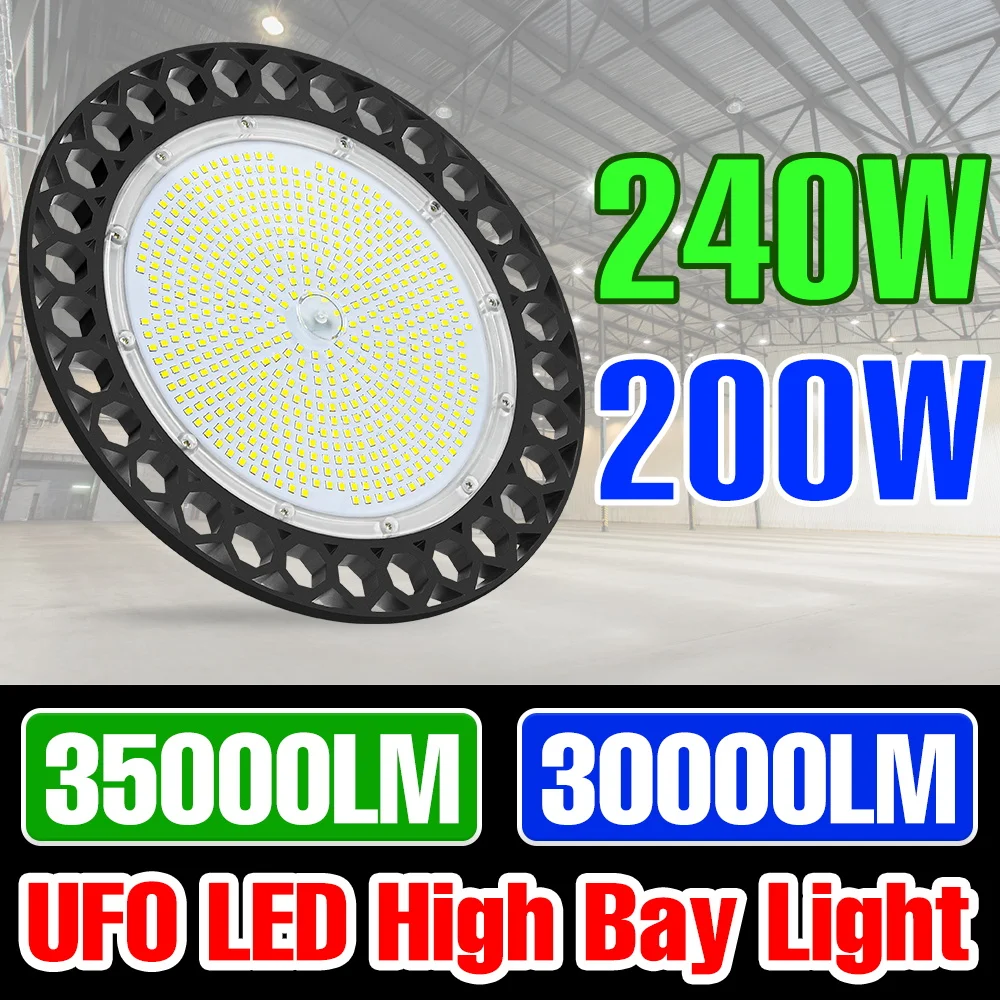 

LED Garage Lights 100-277V Warehouse Light Workshop Lamp Dimming Waterproof New Models UFO Industrial Lamp 100W/150W/200W/240W