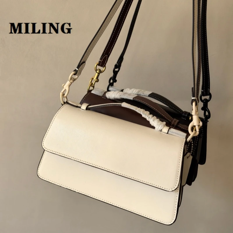 Ladies Fashion Messenger Bag Woman Single Shoulder Bag Thick Cowhide Handbag and Purses Crossbody Vintage Satchel 2024 New