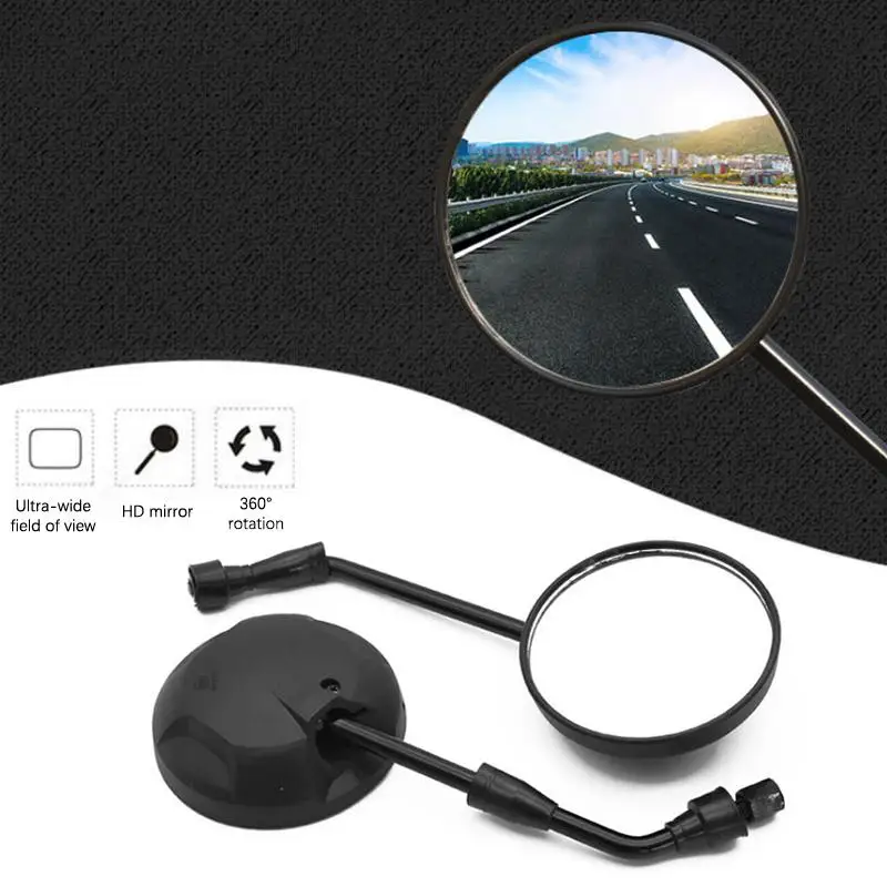 

1 Pair Anti-fall Round Motorcycle Side Rearview Mirrors For For Mountain Road Bike Motorcycle Bike Rear View Mirror Holder