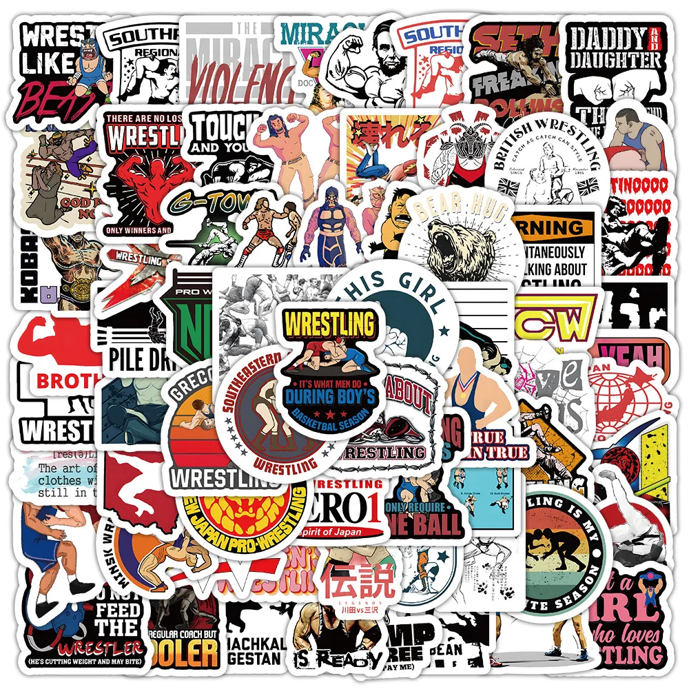 10/30/50/102PCS Sports Sports Competition Wrestling Stickers Graffiti Decoration Luggage Laptop Motorcycle Waterproof Stickers