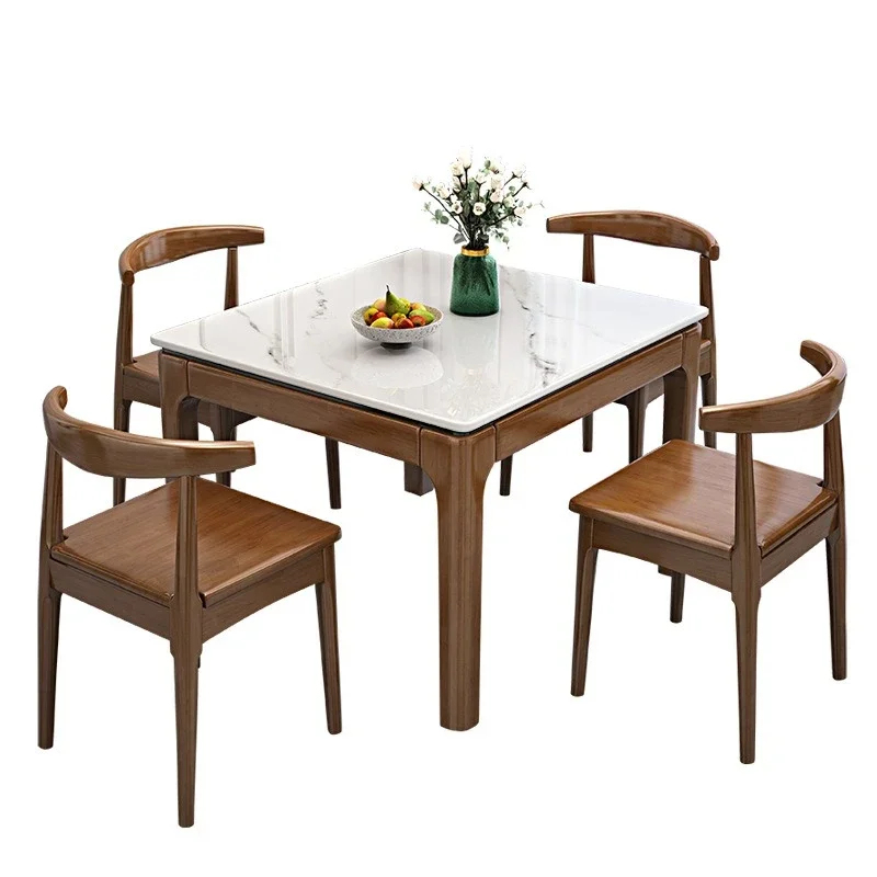 

Slate square four-person dining table and chairs modern simple small apartment