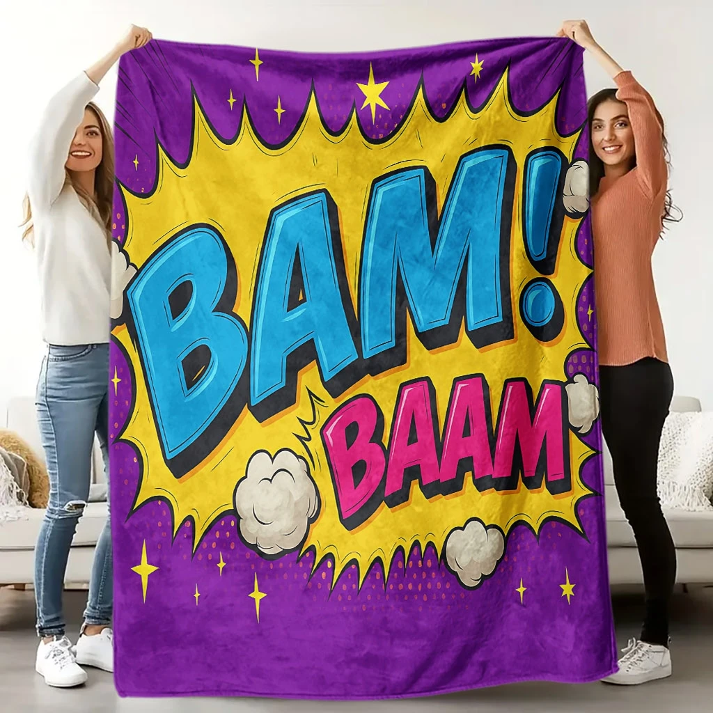 1pc Soft Flannel Blanket with Explosion Impact Design | High-Definition Digital Print,  Polyester, Machine Washable, All-Sea