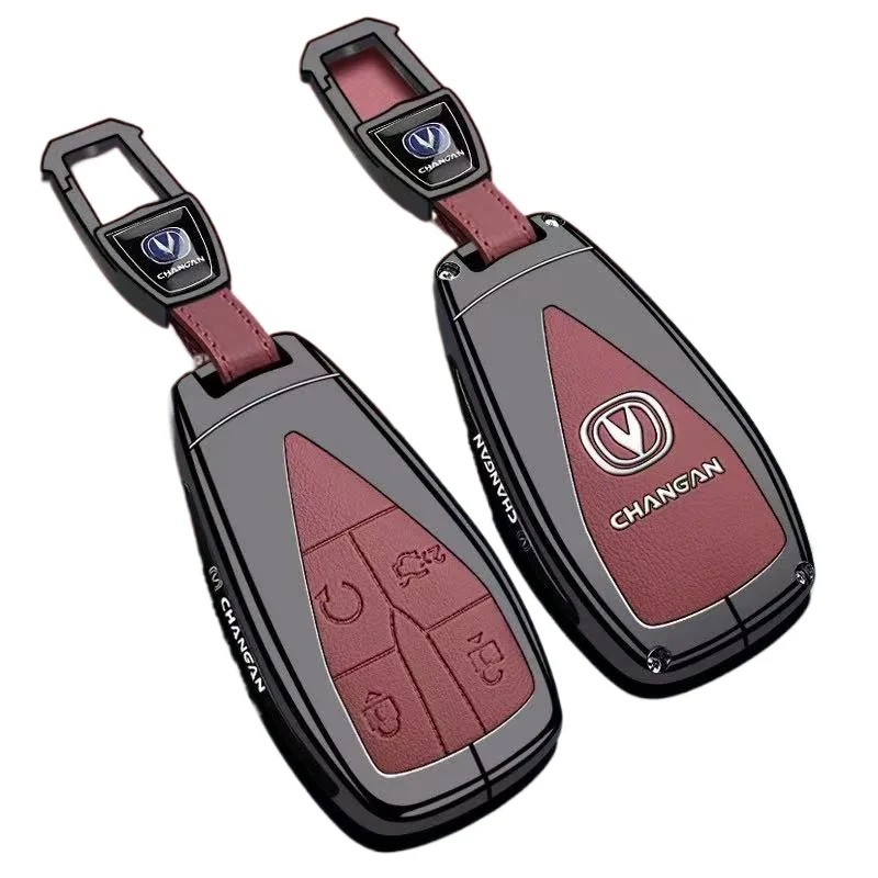 Keybag Key Fob Cover for Changan Eado/CS75 Pro/4th Gen CS55 Plus/Raeton/UNI-V/UNI-Z, Heavy Duty Metal Case Shell with Keychain