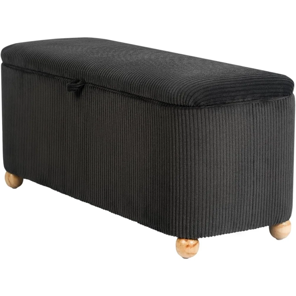 

Storage Ottoman Bench, 40" End of Bed Rectangle Upholstered Bedroom Bench, Foot Rest Stool for Living Room, Entryway, Dark Grey