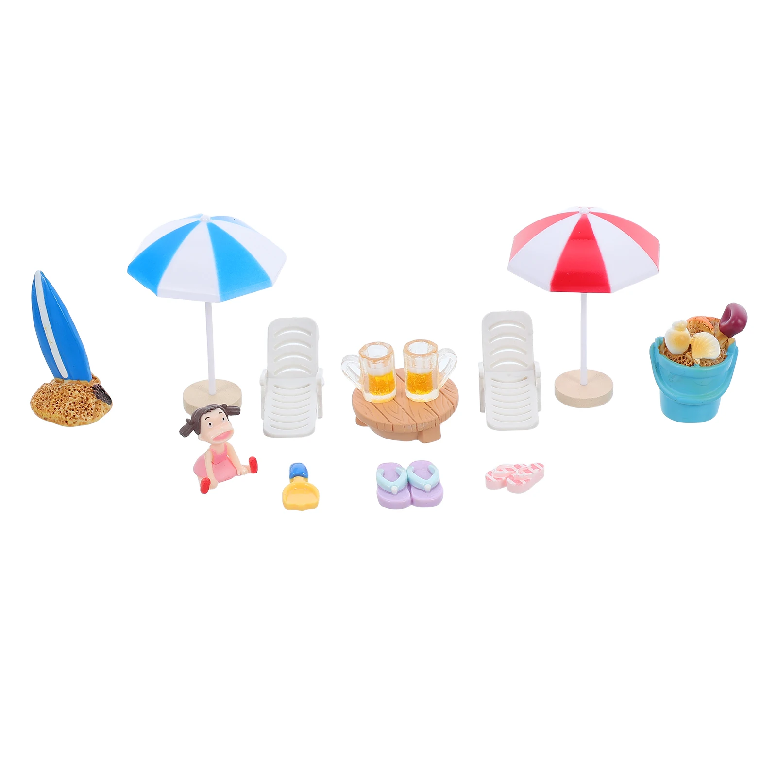 

13pcs Miniature Decoration Resin Plastic Dollhouse Accessories Beach Theme Dollhouse Decor Decor Waterproof Sturdy Play