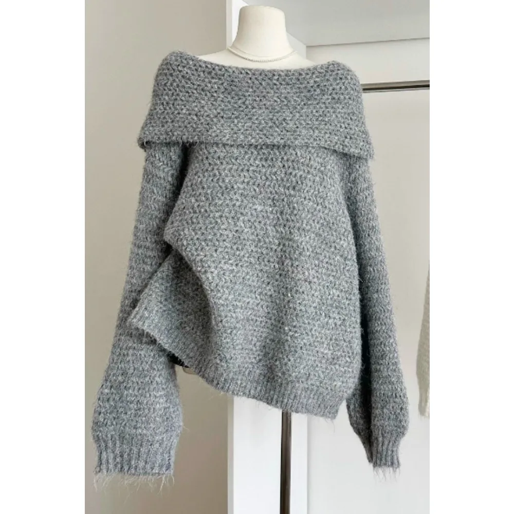 

Винтажная вязаная блузка с длинными рукавами и разрезом на шее, элегантный корейский модный топ, осенняя рубашка, женская одежда