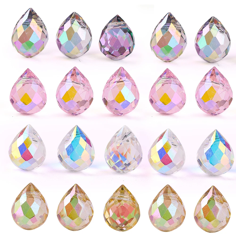 20pcs Drop Crystal Beads Suncatcher Stained Glass Prism Faceted Jewelry Making Chandelier Pendant Window Decoration Accessories