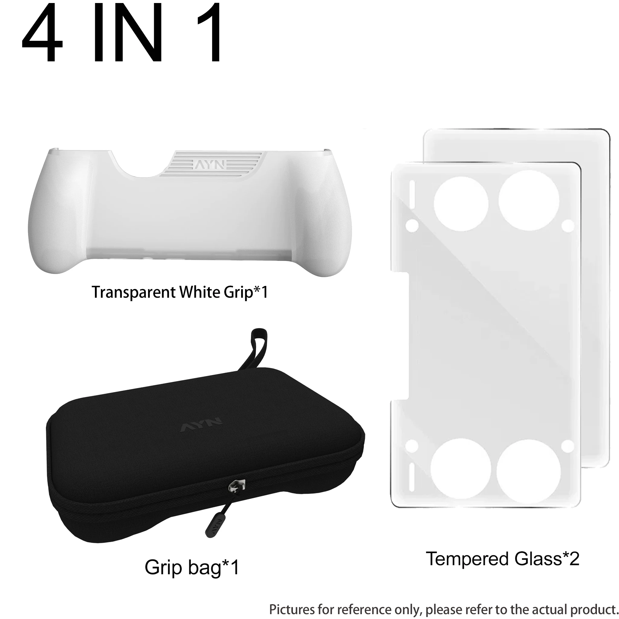 4-in-1-Zubehör für AYN THOR Handheld: Displayschutzfolie aus gehärtetem Glas, Aufbewahrungstasche, Schutzhülle und weitere Kombipakete