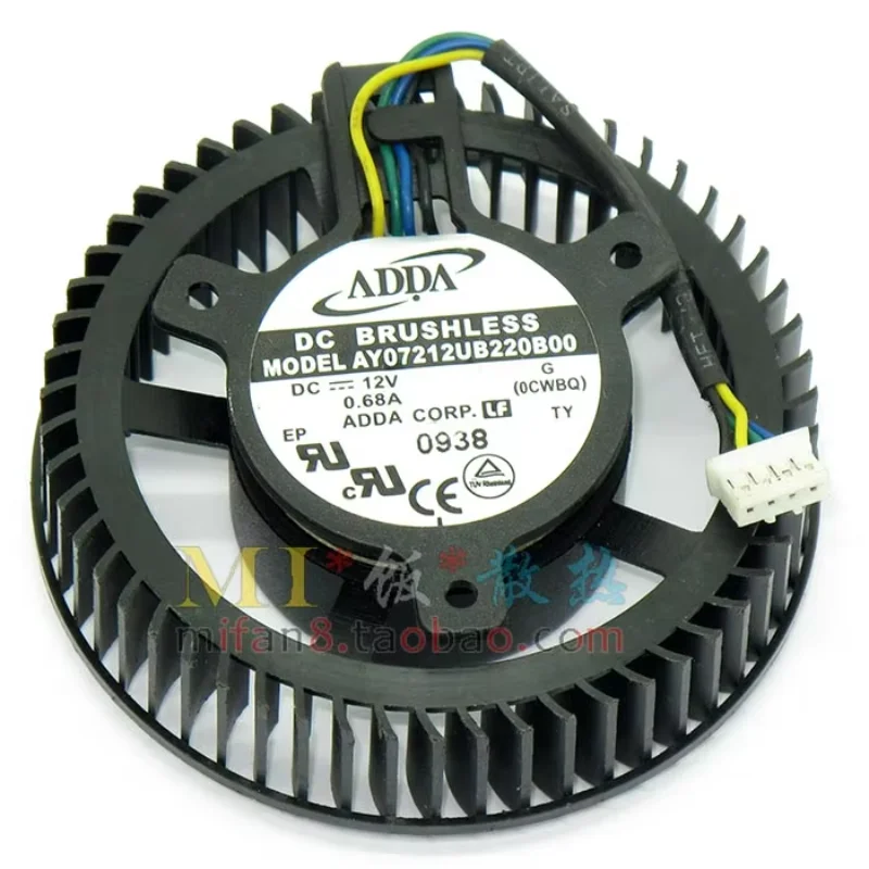 

ADDA AY07212UB220B00 DC 12V 0.68A 4-wire Server Frameless Cooling Fan