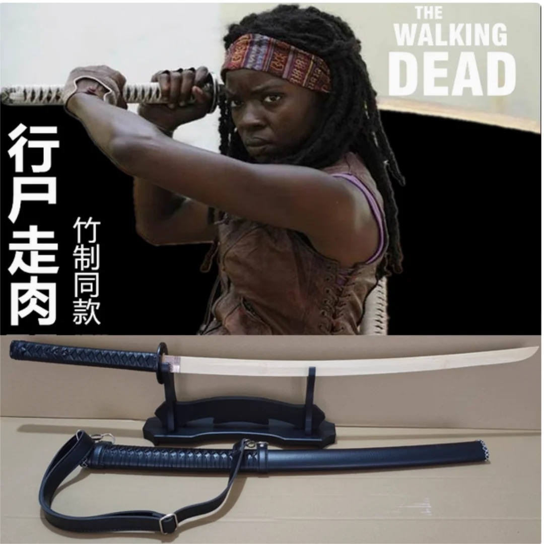 Quality Japanese Samurai Katana Sword Walking Dead Log Bamboo Blade Fit Exercise Training Cosplay Weapon Props Unsharp