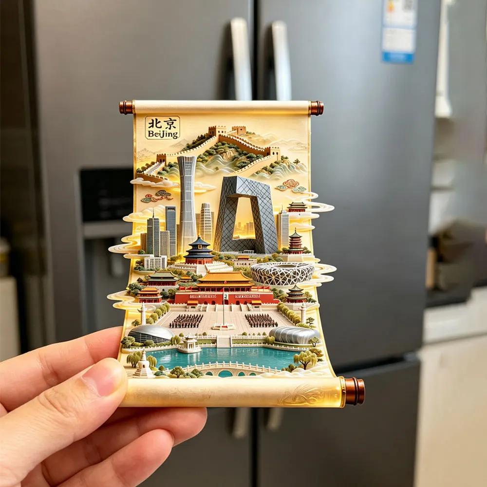 Beijing China Metal Fridge Magnet 3D Embossed Travel Souvenir Durable Creative Home Decoration Gift for Kitchen Fridge Durable