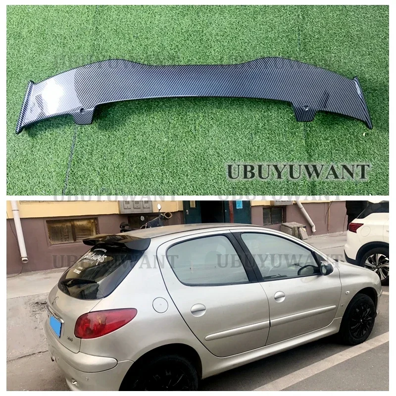 Dla Peugeot 206 207 208 308 Spoiler 2005 2006-2022 ABS Plastik Włókno węglowe Wygląd Hatchback Dach Tylne skrzydło Zestaw karoserii Akcesoria