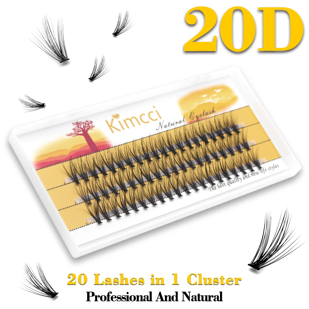 Kimcci-extensiones de pestañas de visón, extensiones de pestañas postizas de volumen ruso Natural, individuales, 20D, maquillaje, cilios, 60