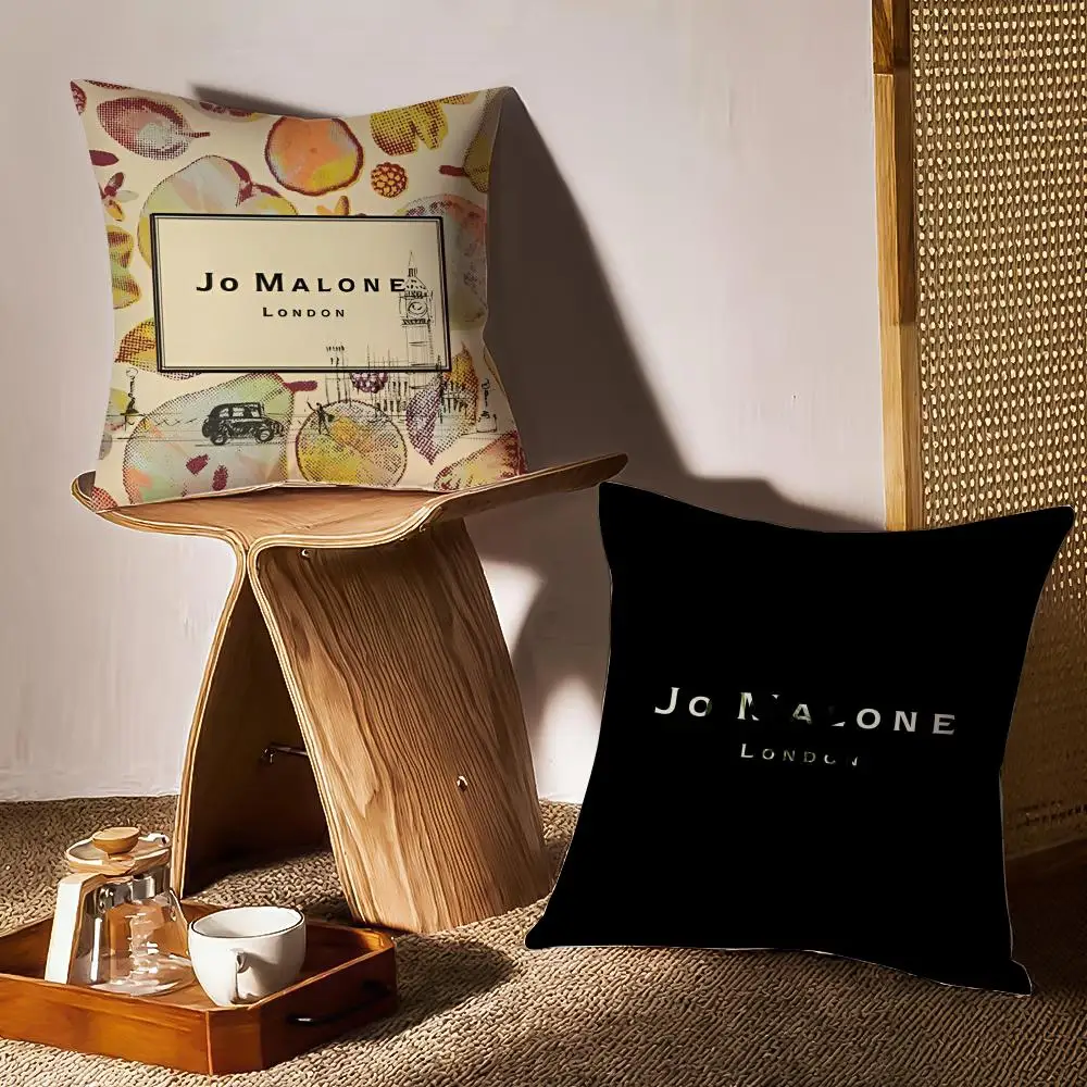 J-Jo M-Malone LOGO Fashion Cushion Cover Anti-dustmite Pillowcase Invisible Zipper Silky Short Plush Sofa Cushion Cover