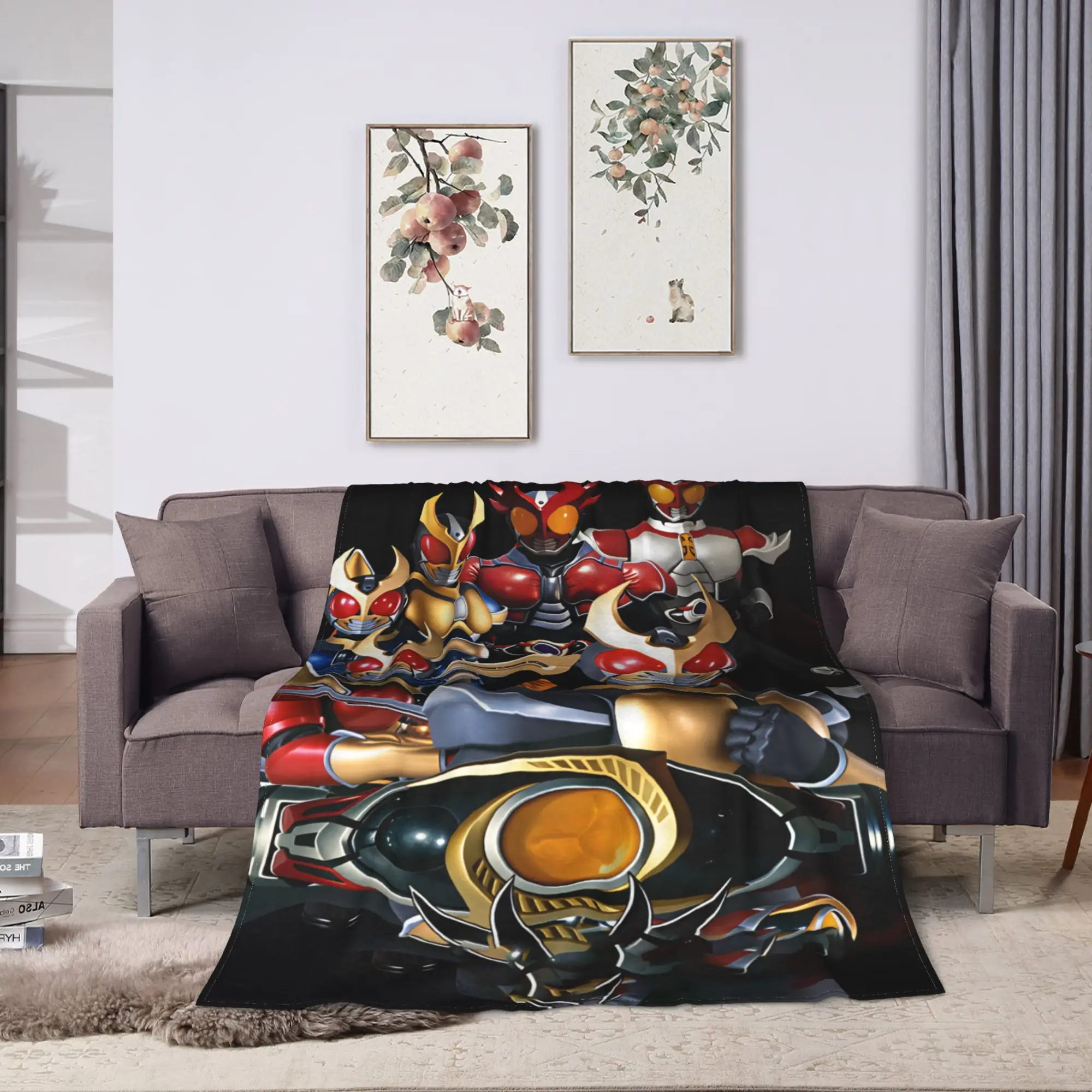 Kamen Rider  Warm Soft Blanket  Airplane Travel Plush Throw Blanket Aesthetic Couch Chair Flannel Bedspread Sofa Bed Cover