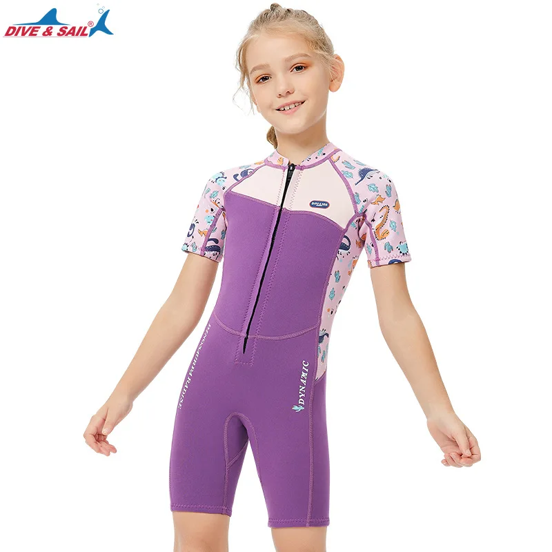 

New2.5MMChildren's Diving Suit One-Pieces Short Sleeve Warm Winter Swimsuit Shorts Cold-Proof Swimming Surf Dive Skin