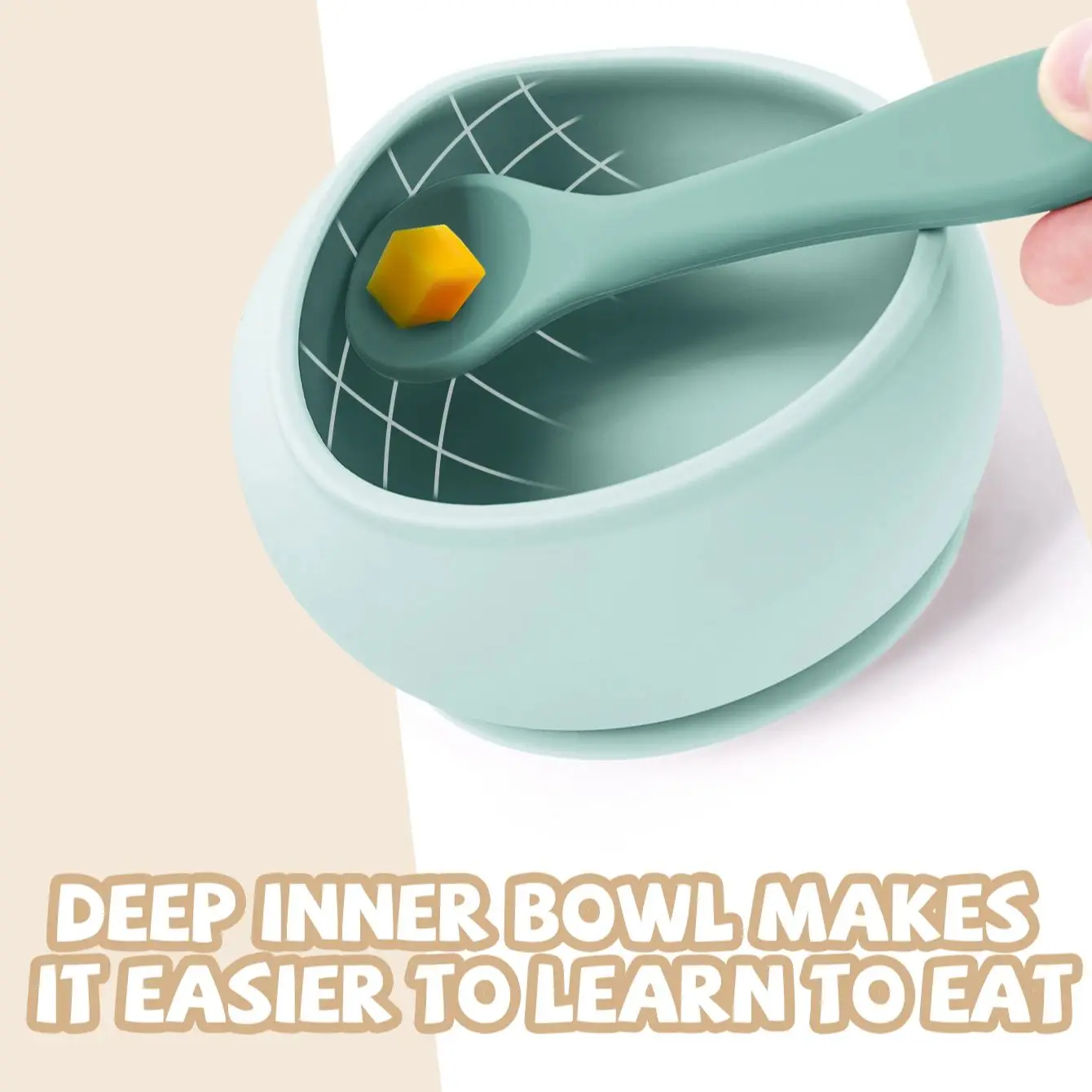 3Pcs Silicone Baby Feeding Bowl Set Learning Dishes Suction Bowl Feeding Spoon For Baby Toddler Training Bendable Chew Utensils