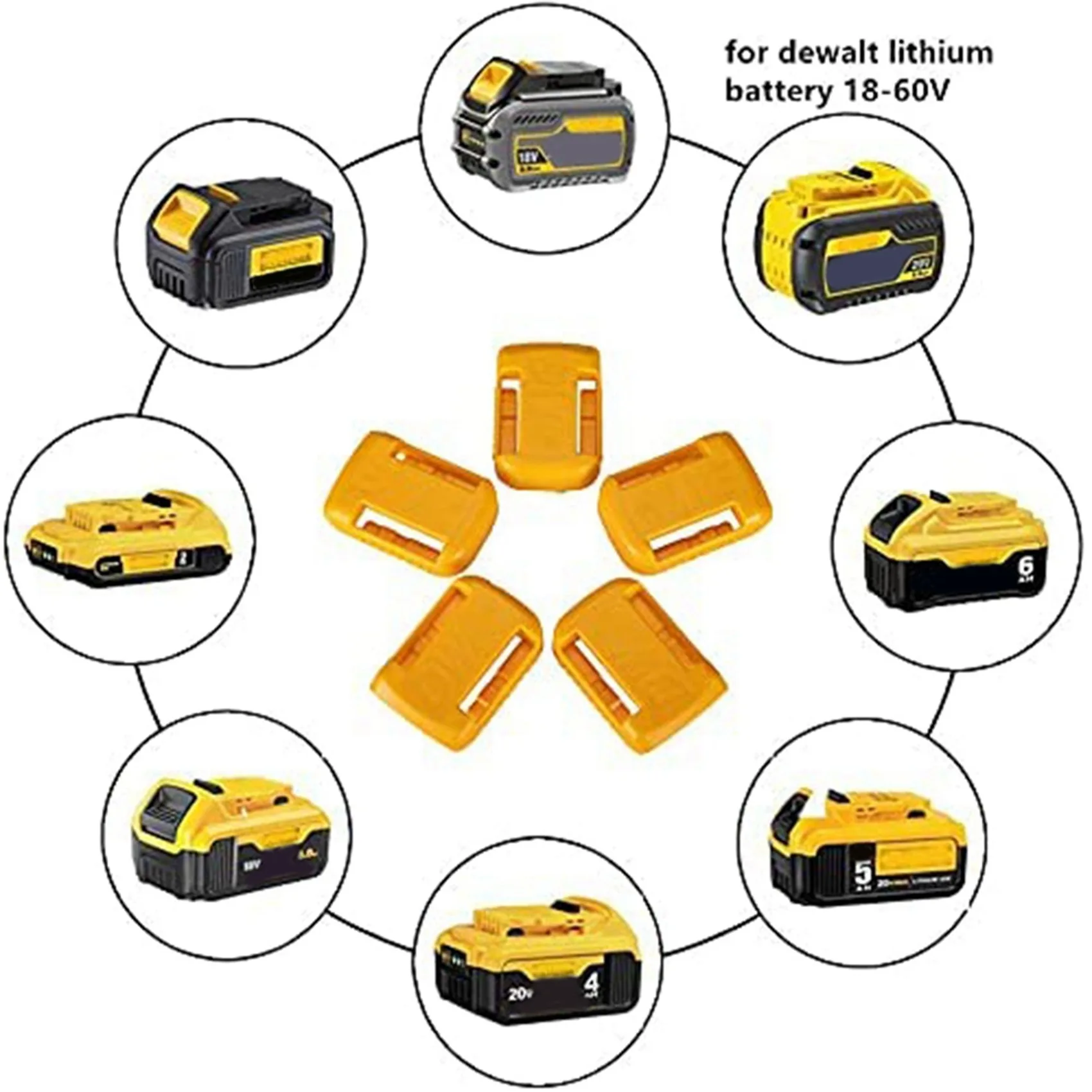 HRBAJ-10 Packs Battery Holder Dock Mounts For 20V 60V Battery, Wall Panel Shelf Belt Clip Storage Organizer Protector