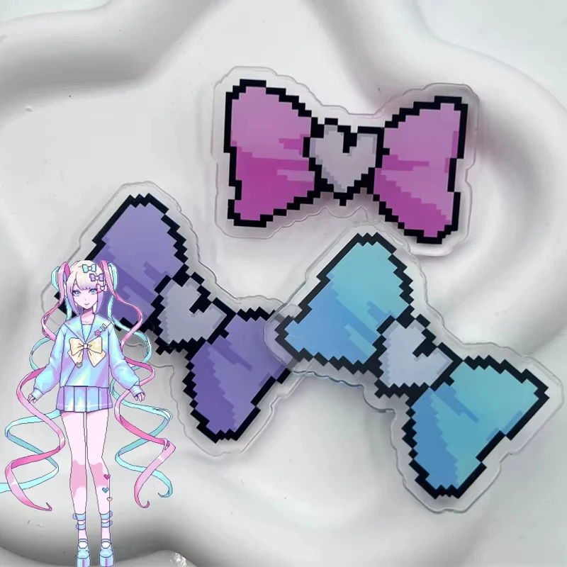 Juego NEEDY GIRL OVERDOSE KAnge Ame Rain Cosplay horquillas pajarita colorida horquillas acrílicas joyería 3 unids/set accesorios para la cabeza