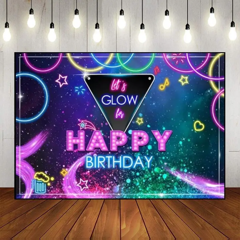 

Music Neon Decoration Photo Background Spotlights Custom Birthday Backdrop Parties Shining Baby Shower Rock Style Party Bar Roll