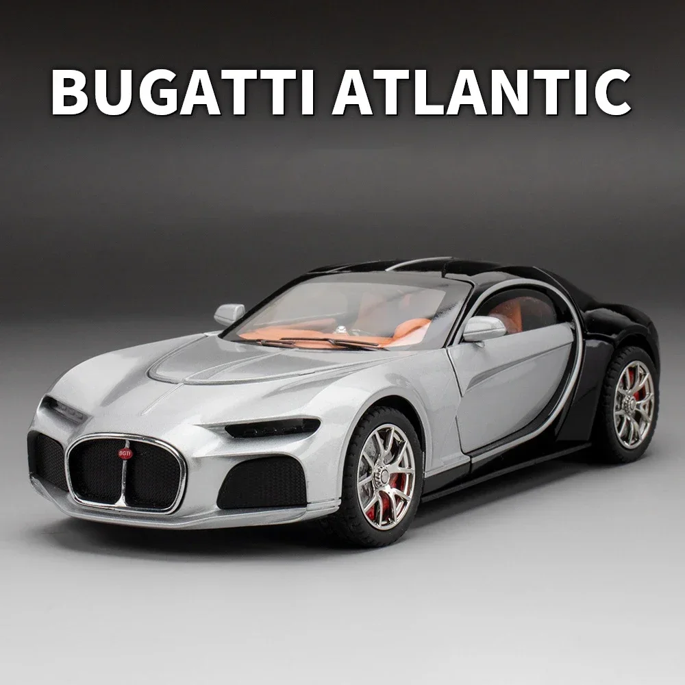 1:24 Bugatti Atlantic Supercar Alloy Toy Car Model Wheel Steering Sound and Light Children\'s Toy Collectibles Birthday gift