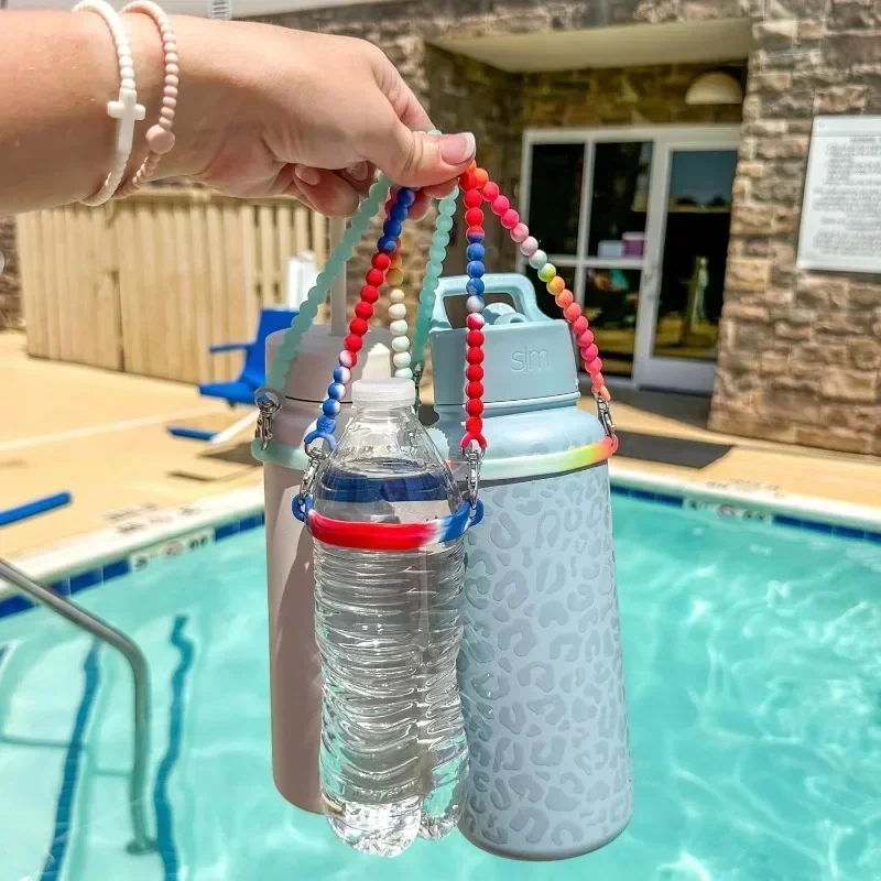 Silicone Water Bottle Handle Water Bottle Sling Holder with strap Fits Most 8-40oz Bottles - Compatible Stanley Cup Accessories