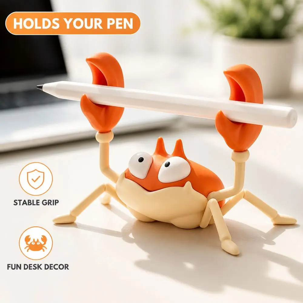 New PLA Crab Pen Holder Crab Shape Creative Style Crab Pencil Holder Weightlifting Novelty Desk Organizer Party Decor
