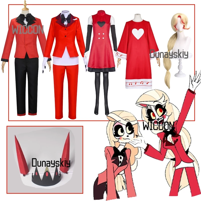 

Charlie Cosplay Costumes Wig Props Cool Red Skirts Suit Jirai Kei Horn Headwear Fans Gifts Party Daily Halloween Christmas