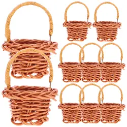 10Pcs Hanabass 미니 짠 바구니 소형 꽃 바구니 인형 집 소형 꽃 바구니 작은 부활절 사탕 선물 바구니 파티