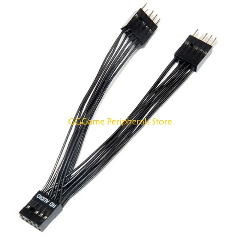 U55B 10cm / 0.39" 9Pin Y Splitter Cable for Computer Motherboard Extension Cable Female to 2 Dual Male Wire