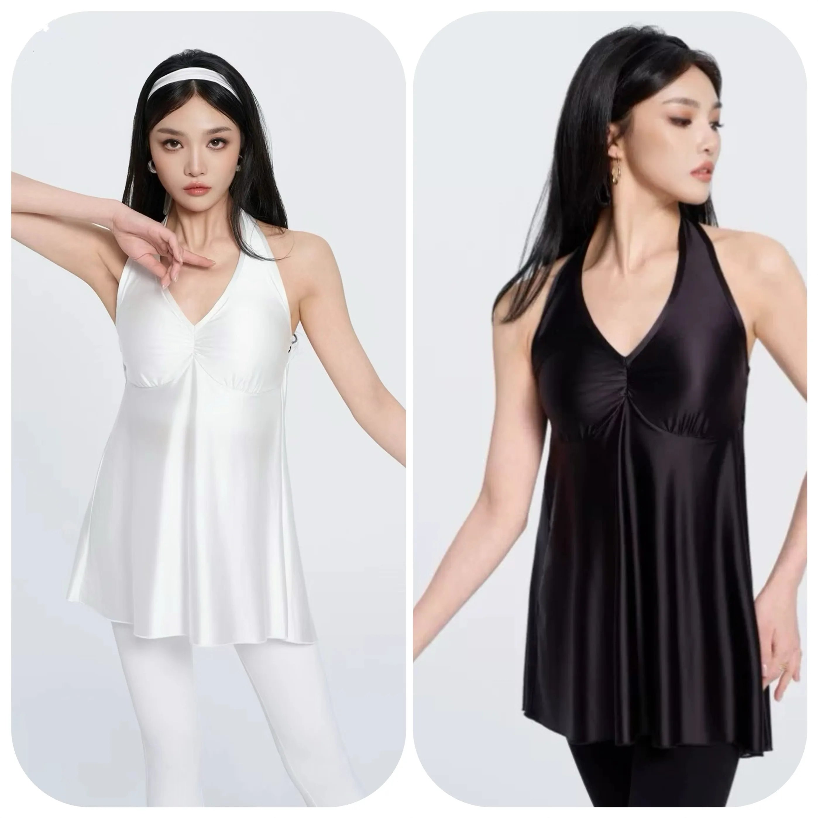 Adulto Rumba Abiti da ballo latino Donna Bianco Nero Top Pantaloni Sala da ballo Pratica di ballo Abbigliamento Summer Club Dance Wear DNV24221