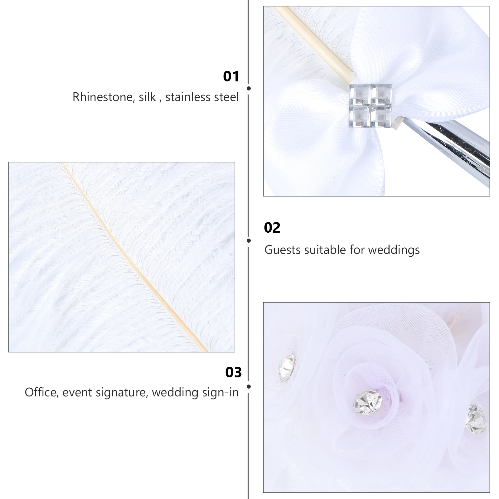 

1 Set Premium Waterdrill Satin Stainless Steel Wedding Sign In Pen Creative Rotatable Guestbook Writing Instrument