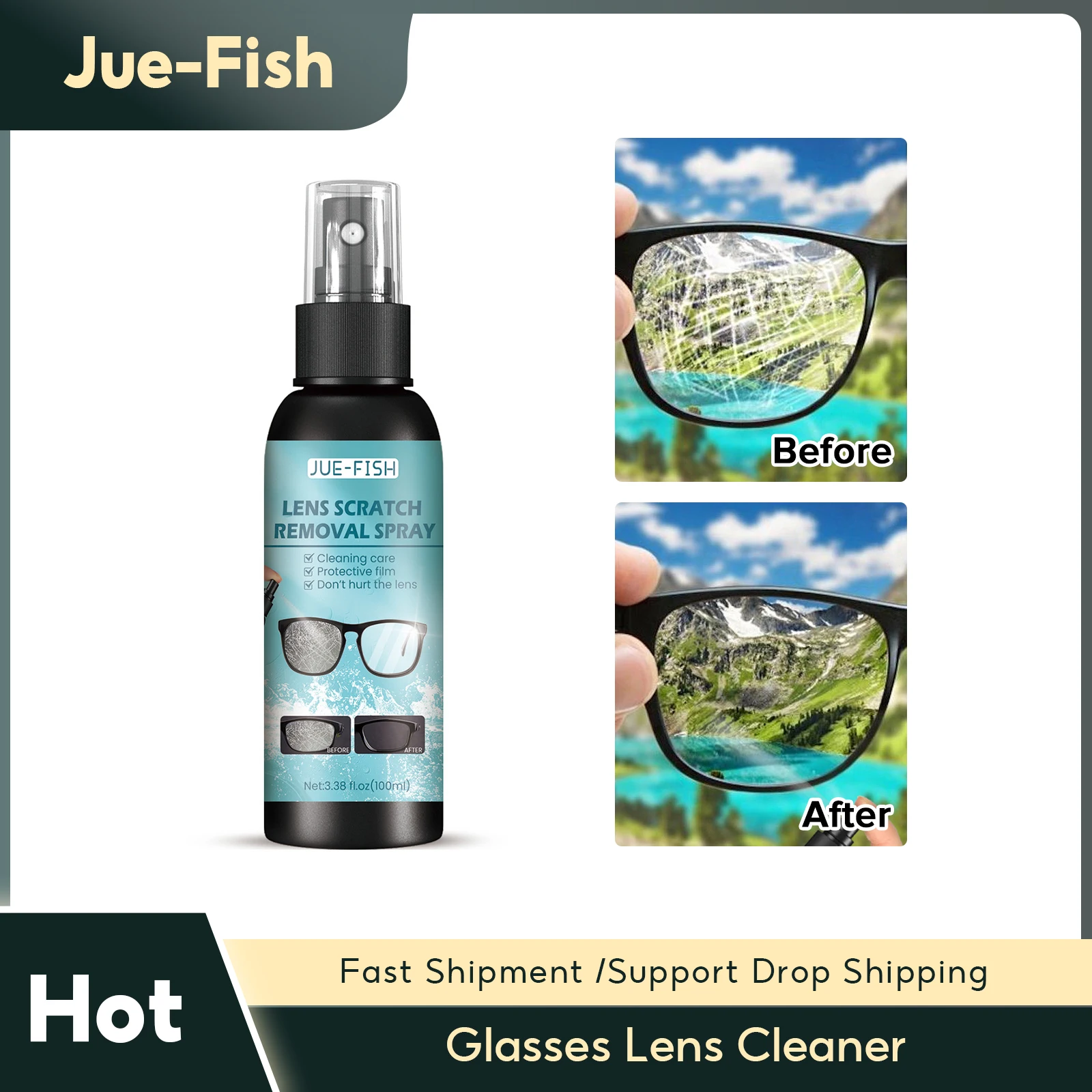 Glasses Lens Cleaner Eyeglass Scratch Removal Spray Lens Fingerprints Dust Oil Cleaner Household Anti Fog Glass Repair Liquid