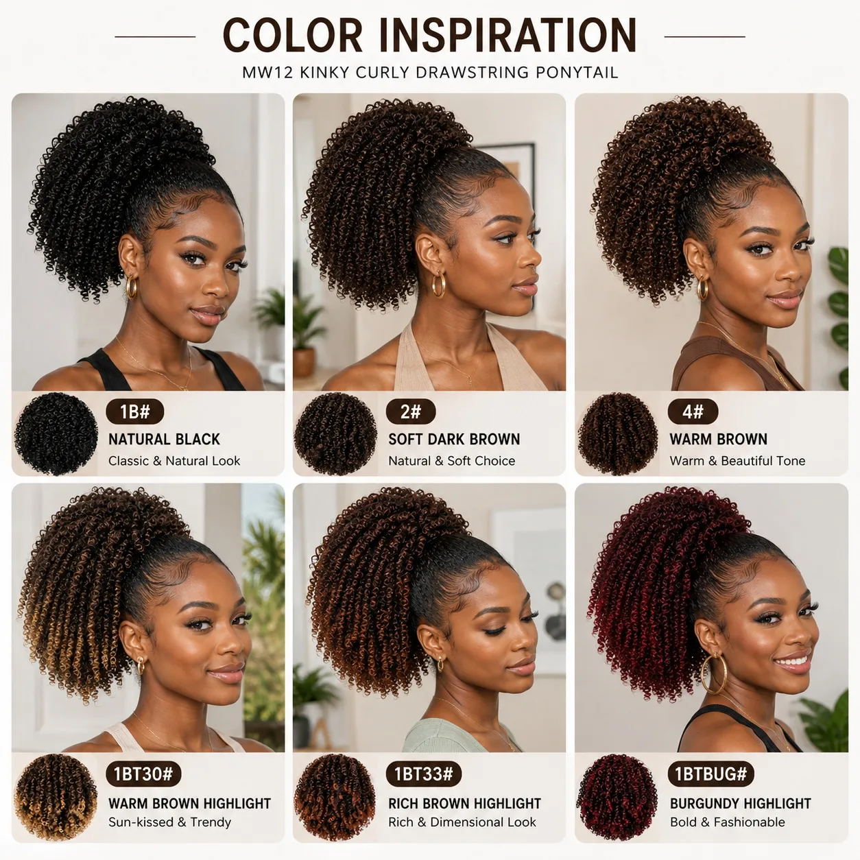 Kinky Curly Drawstring Pferdeschwanz Afro Puff Haarverlängerung Synthetische Krause Textur Hochtemperaturfaser Natürlicher Look für Schwarze Frauen – Detail 5