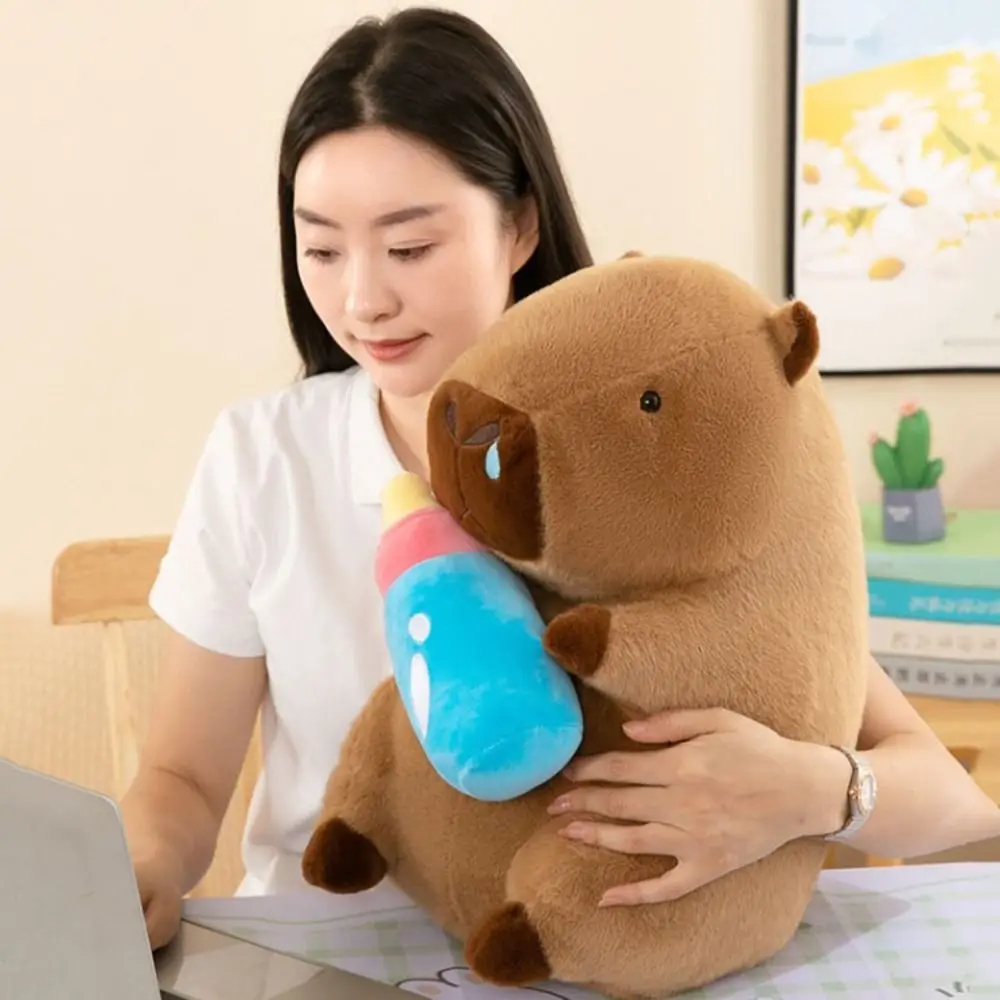 Feeding bottle Capibara Anime Fluffty Toy Simulation Cloth Doll Capybara Stuffed Toy Cute Doll Soft Capybara Plush Doll