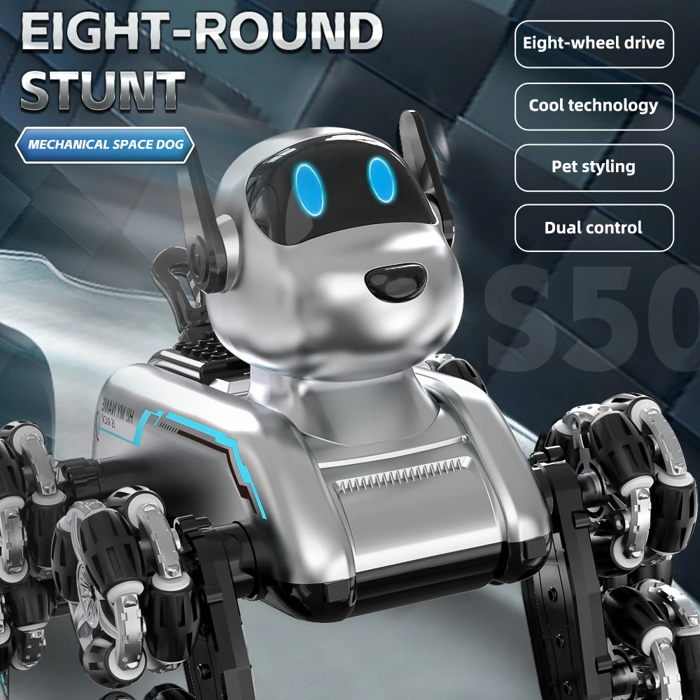 Novo cão dublê mecânico de oito rodas brinquedo de controle remoto gesto indução escalada deformação elétrica inteligente brinquedo de presente do cão