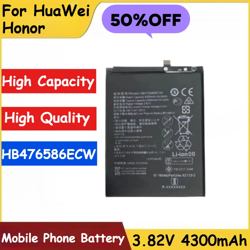 

HB476586ECW Mobile Phone Battery 3.82V 4300mAh For HuaWei Honor X10 5G/Play 4 5G Replacement Battery Brand-New High Quality