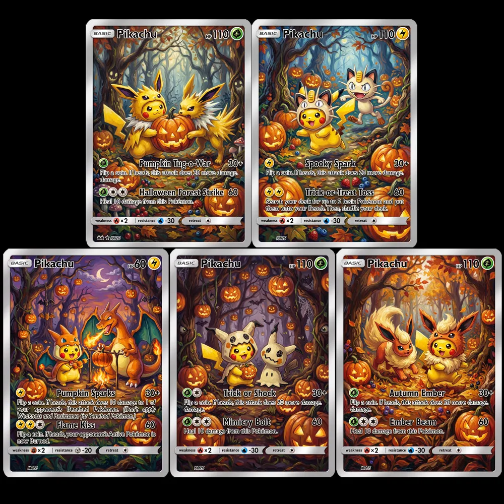 5-cartas-pokemon-pumpkaboo-misdreavus-colecao-presente-para-criancas-ptcg-conjunto-de-cartas-raras-brinquedos-com-efeito-de-pintura-a-Oleo-cartas-holo