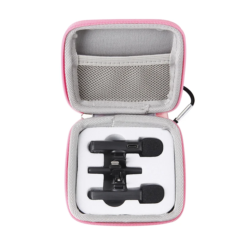 حافظة وردية Lav Mic حقيبة الصوت والعتاد حقيبة سفر لميكروفونات Lavalier اللاسلكية Lavalier Mic Lapel Mics التوصيل اللعب كليب على هيئة التصنيع العسكري