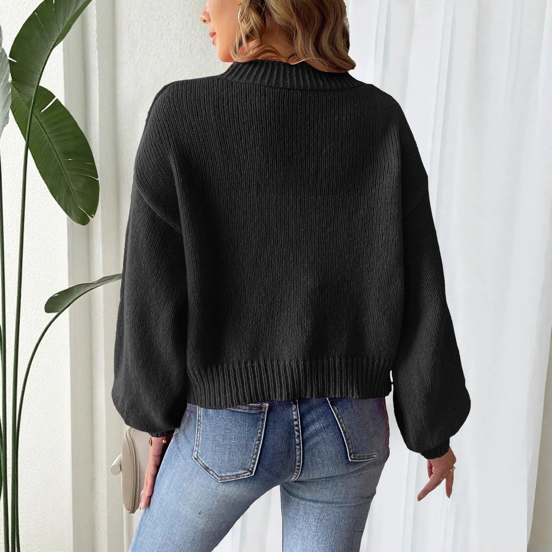 Women's Open Cardigan 3D Hand Hooked Flower Splicing Sweater Jacket Autumn Winter New Style European And American Fashion