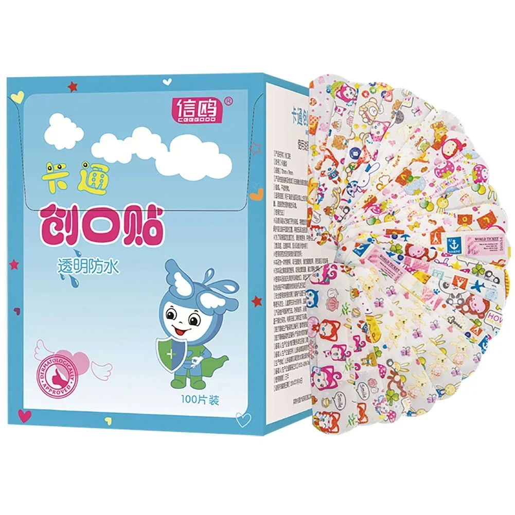 100pcs/lot Cute Cartoon Medical Patch Waterproof Wound Adhesive Bandages Dustproof Breathable First Band Aid Adhesive for Kids