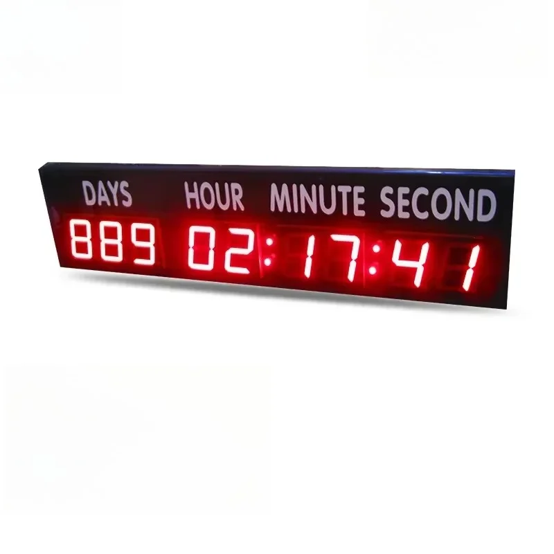 Modern 4 Inch Digital Wall Clock with Night Light Large Living Room Decor; Quartz Metal Timer Day Hours & Seconds Countdown