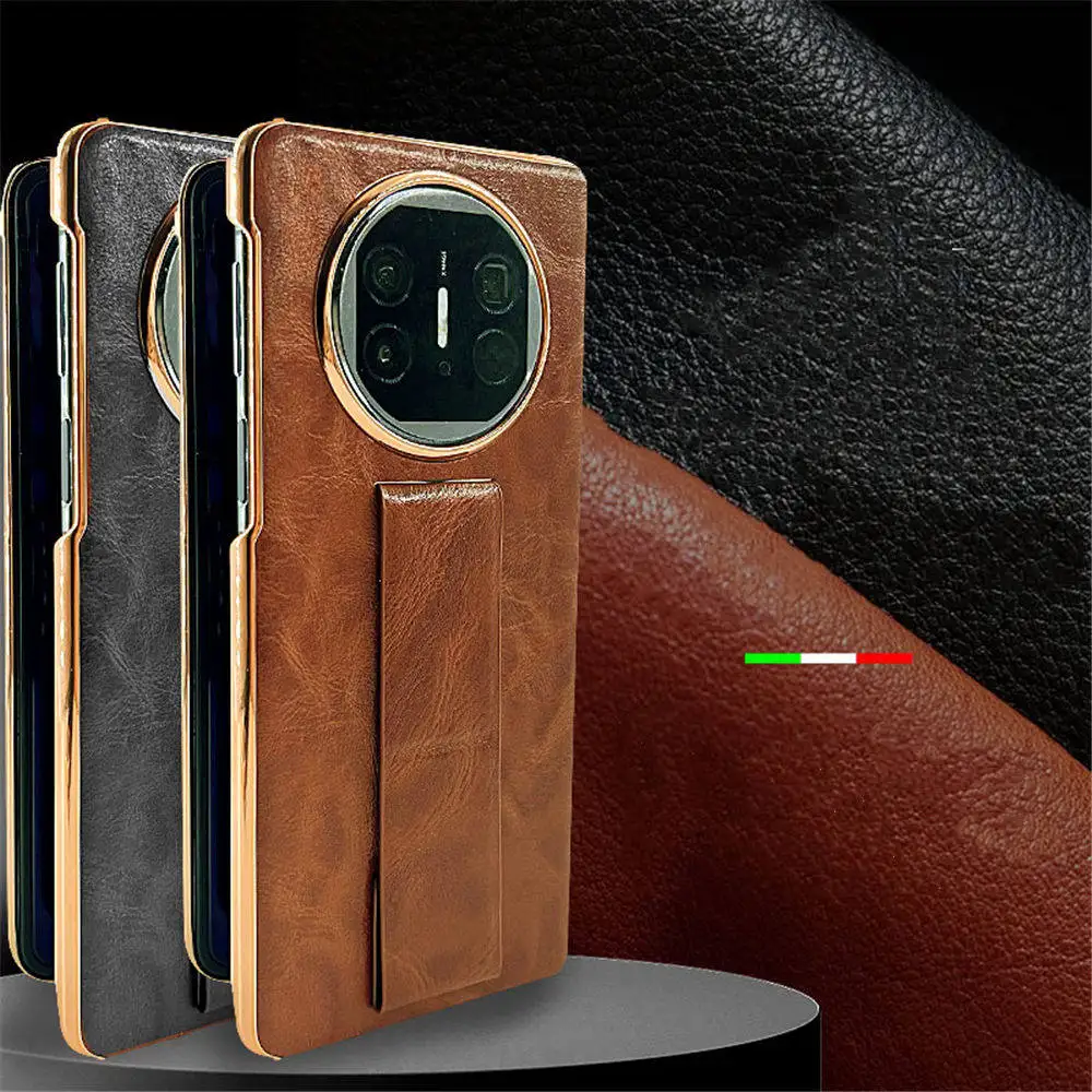 

Genuine Leather Oil Wax Case for Huawei Mate X5 X3 X2 Wristband Business Full Cover