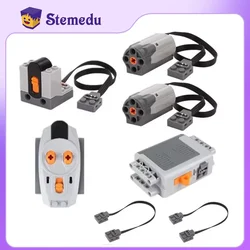 7pcs Power Functions Set Building Blocks MOC 8883 M Motor Extension Wire 8886 AA Battery Box 8881 IR Remote Control Receiver DIY