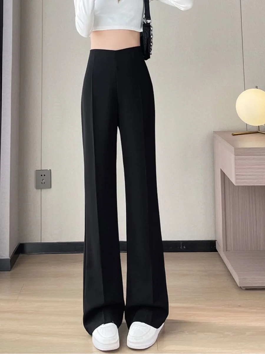 

Женские брюки с высокой талией и широкими штанинами, весенне-осенние, тонкие, струящиеся, прямые, повседневные, расклешенные, в корейском стиле, для офиса