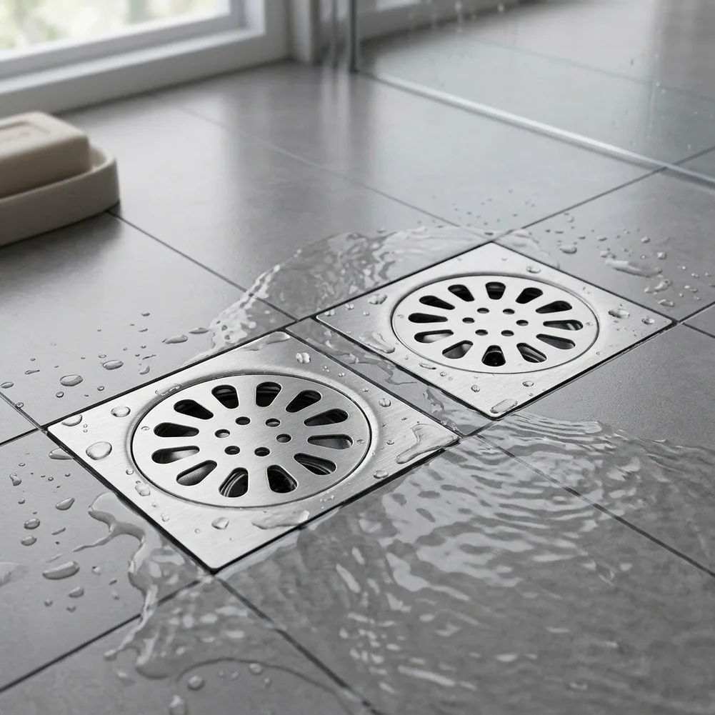 2pcs Stainless Steel Floor Drain Cover 10x10cm Square Removable Shower Drain for Bathroom Kitchen Laundry Area