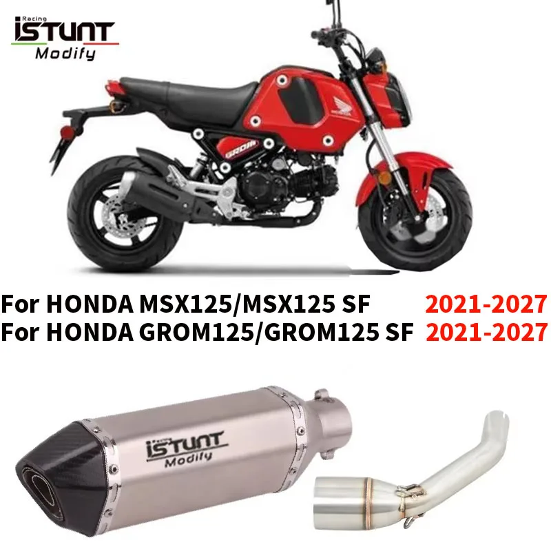 Slip For Honda GROM125 MSX125 SF GROM MSX 125 2021 - 2027 Motorcycle Exhaust Systems Modify Mid Link Pipe Connect 50.8mm Muffler