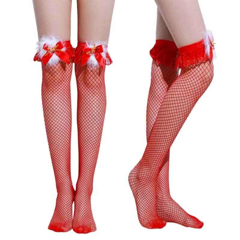 Kerst baret hoed handschoenen mesh kous unisex wintercadeaus voor volwassenen en tieners cosplay kerstman voor kerstfeest