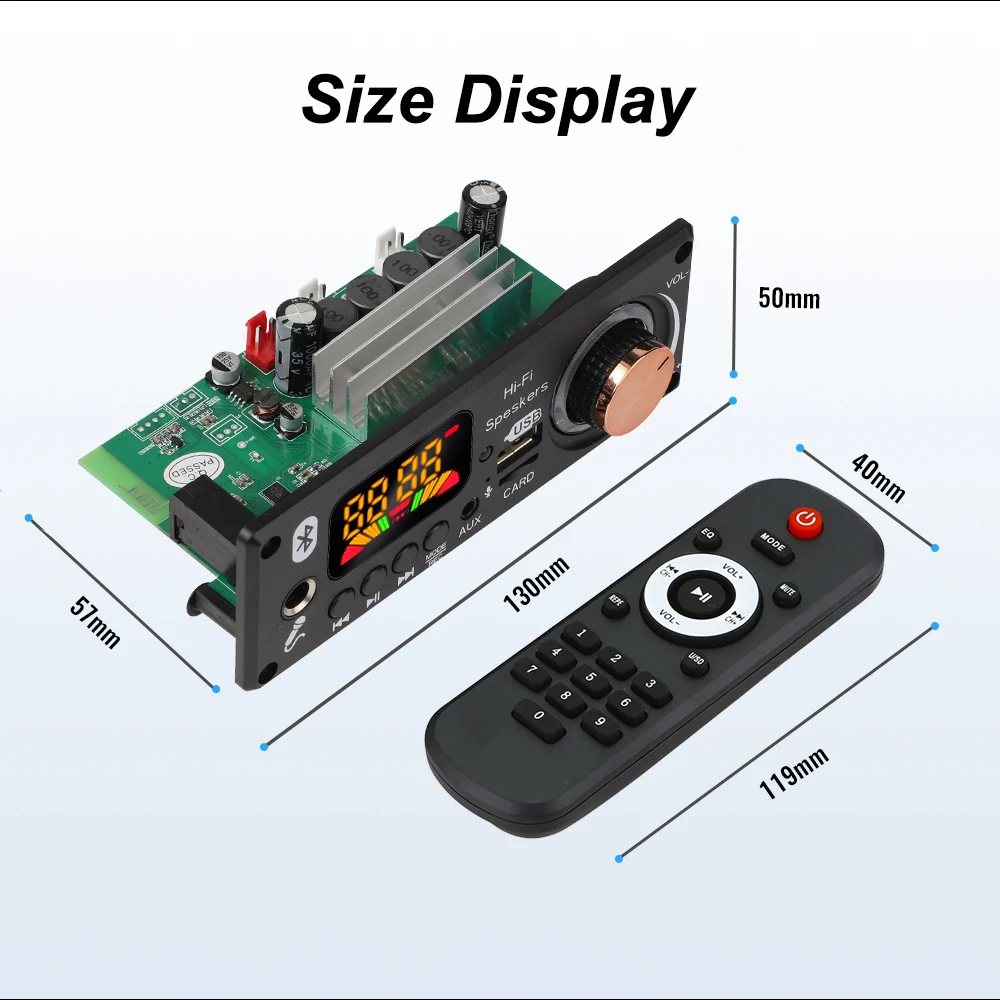 160W Amplifier Bluetooth 5.1 MP3 Decoder Board 2*80W Audio Player 12V DIY MP3 Player Car FM Radio Module TF USB Mic Record Call