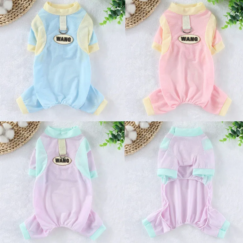 

Pet Clothes Summer Mesh Jumpsuit Bodysuit For Dog Quick Drying Pajamas For Small Dogs Shih Tzu Maltese Puppy Clothing Tracksuits